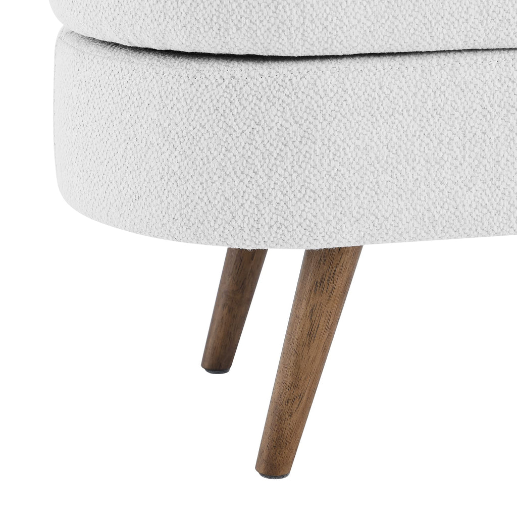 White Linen Fabric Upholstered Storage Bench with Solid Wood Legs T103