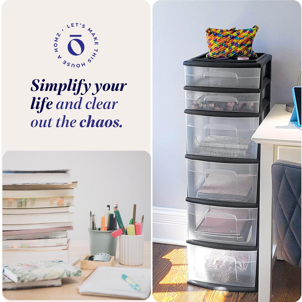 6-Tier Black Storage Drawer Tower Z69083
