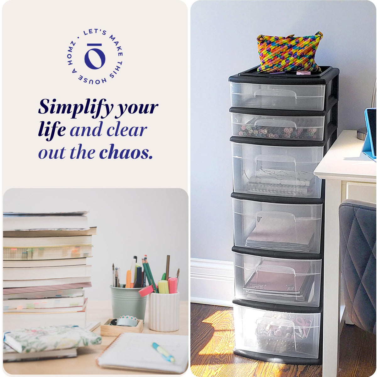 6-Tier Black Storage Drawer Tower Z69083