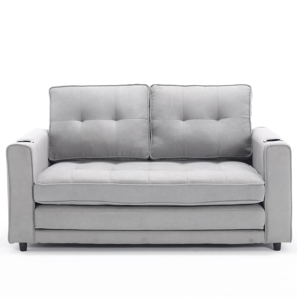 Light Gray Convertible Futon Sofa Bed S14266