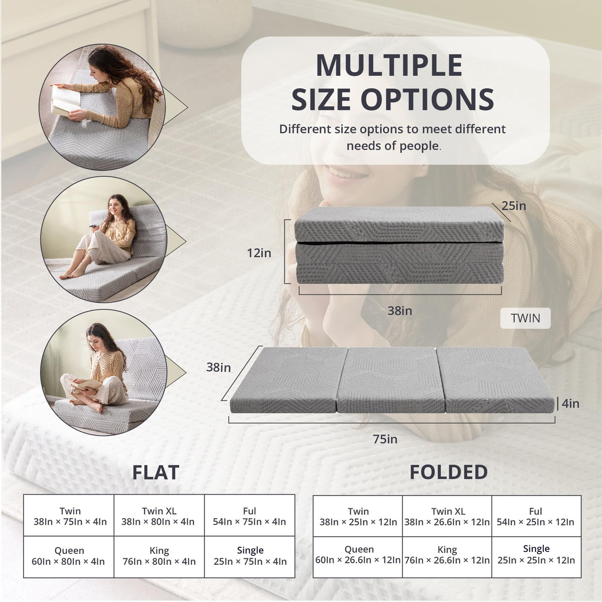 4 Inch Single Folding Mattress V60940