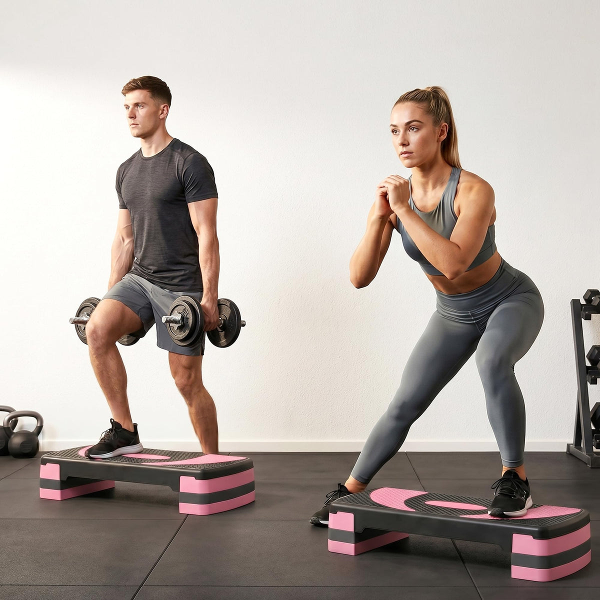 Adjustable Aerobic Stepper 4"-6"-8" Pink D354