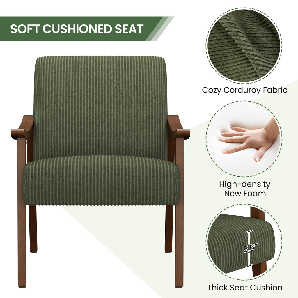 Dark Green Corduroy Accent Chairs Set of 2 T795283