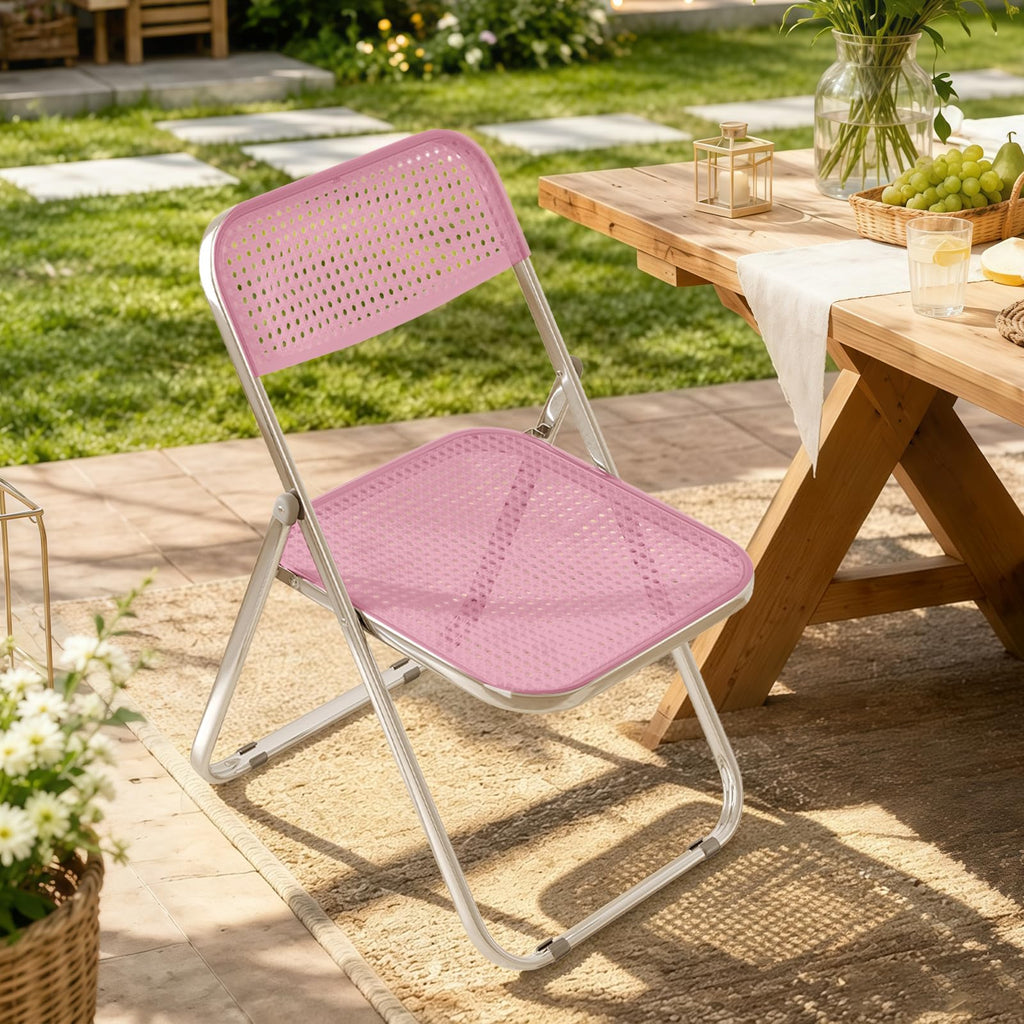 Folding Chairs 300lb Capacity Steel Frame 2-Pack Pink X88325