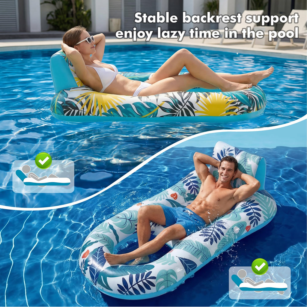 2 Pack Adult Pool Float Lounger with Cup Holders Z1625