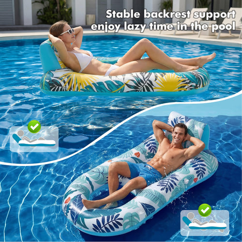 2 Pack Adult Pool Float Lounger with Cup Holders Z1625