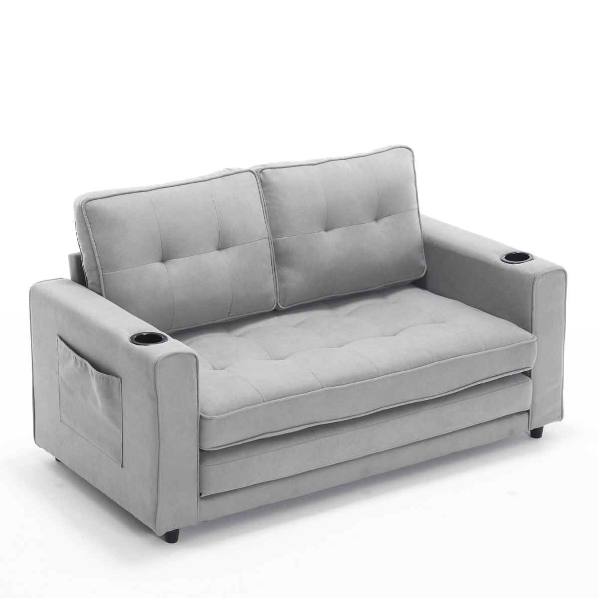 Light Gray Convertible Futon Sofa Bed S14266