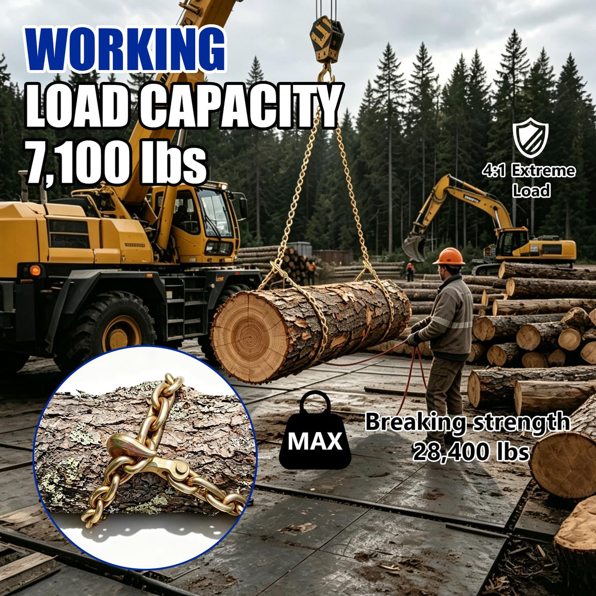 3/8 Chain Trailer Chains with Hooks Grade 80 L514540