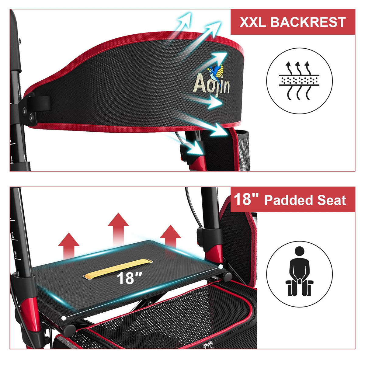 Red Walker with Seat 350lbs B7871