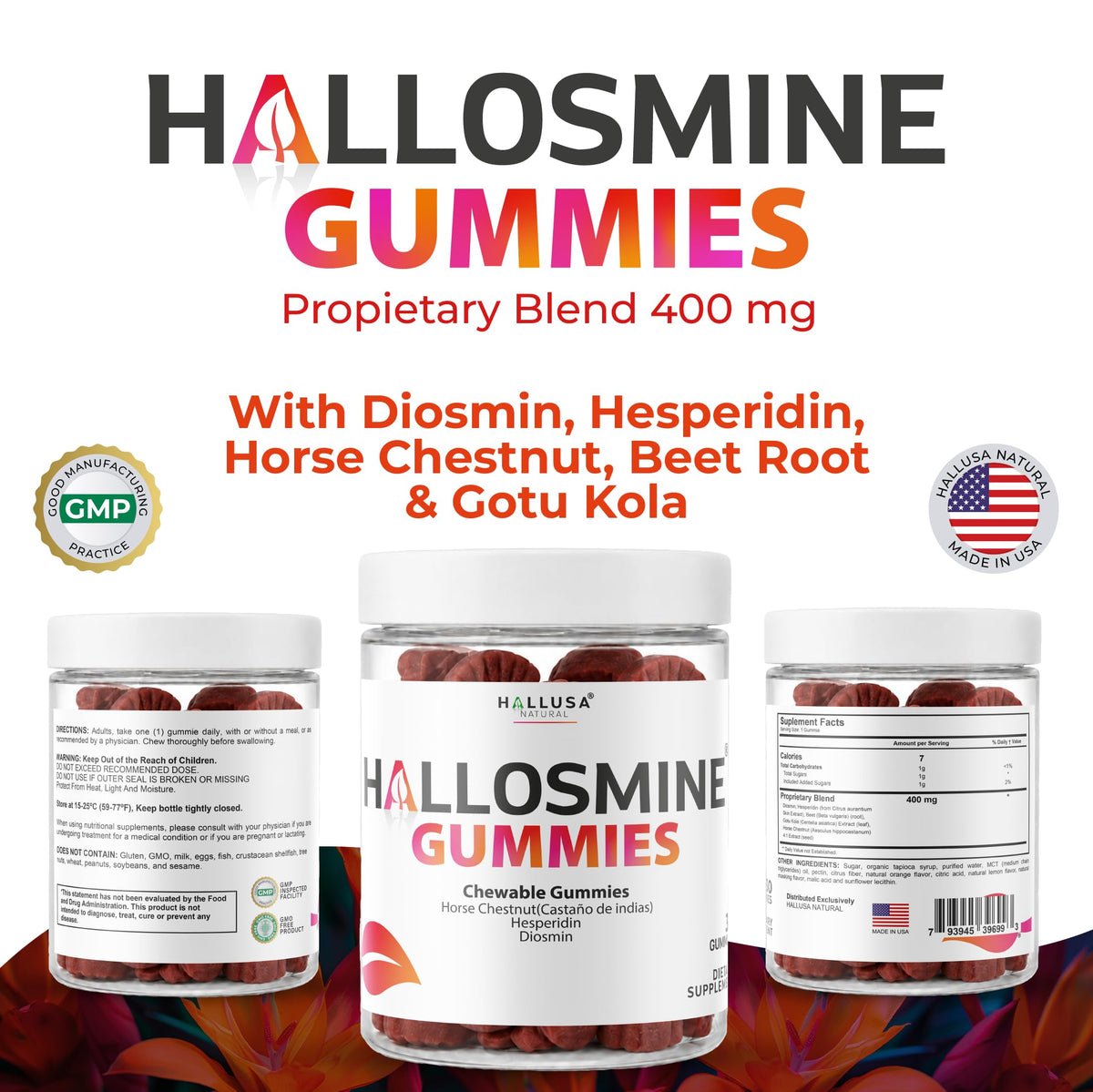 60 Chews 400mg Diosmin Hesperidin & Horse Chestnut Gummies U7221