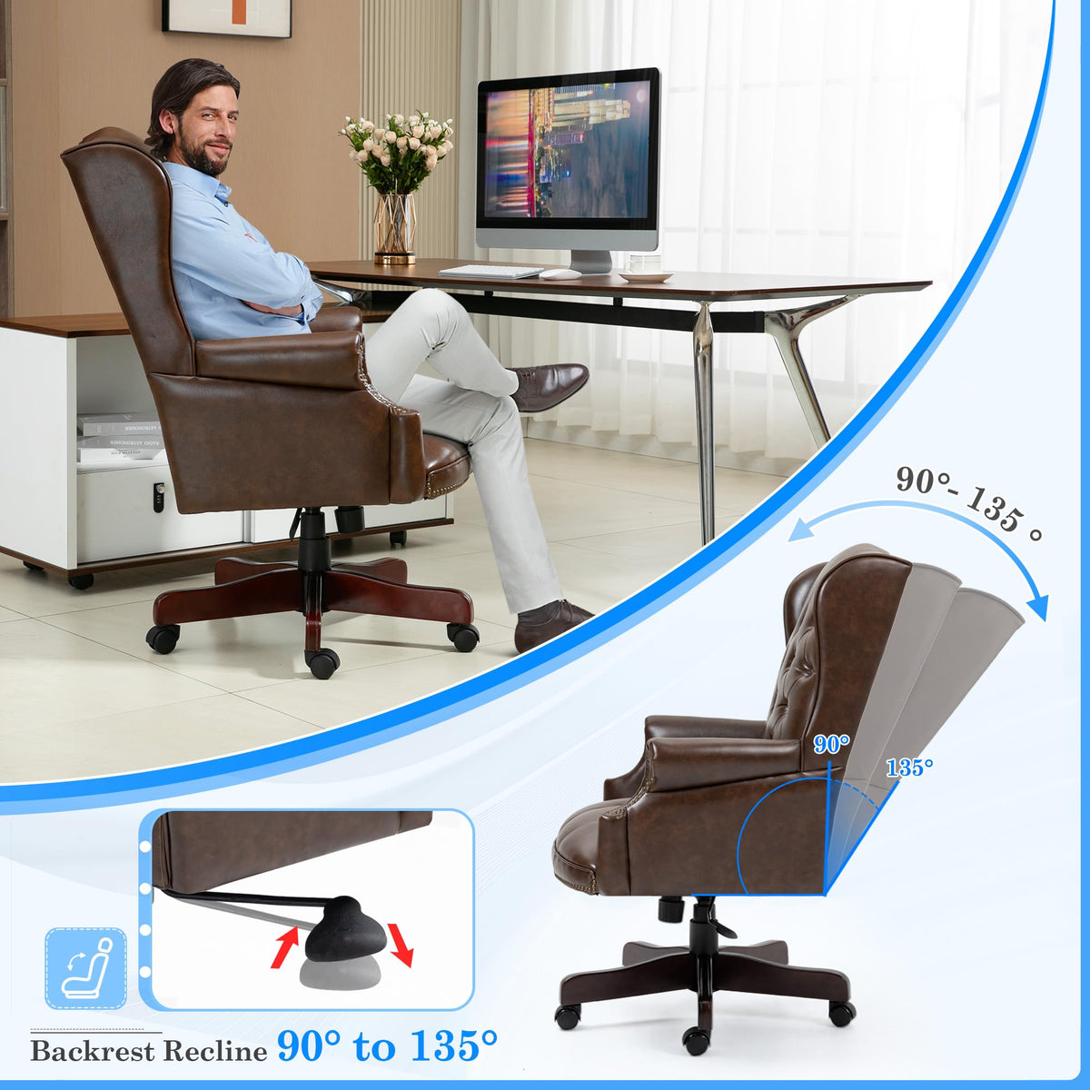 Big and Tall Brown Faux Leather Executive Office Chair C971468