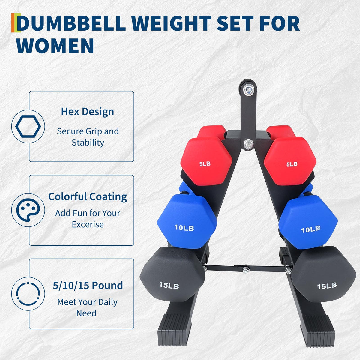 PVC Coated Hexagon Dumbbells Set D70799