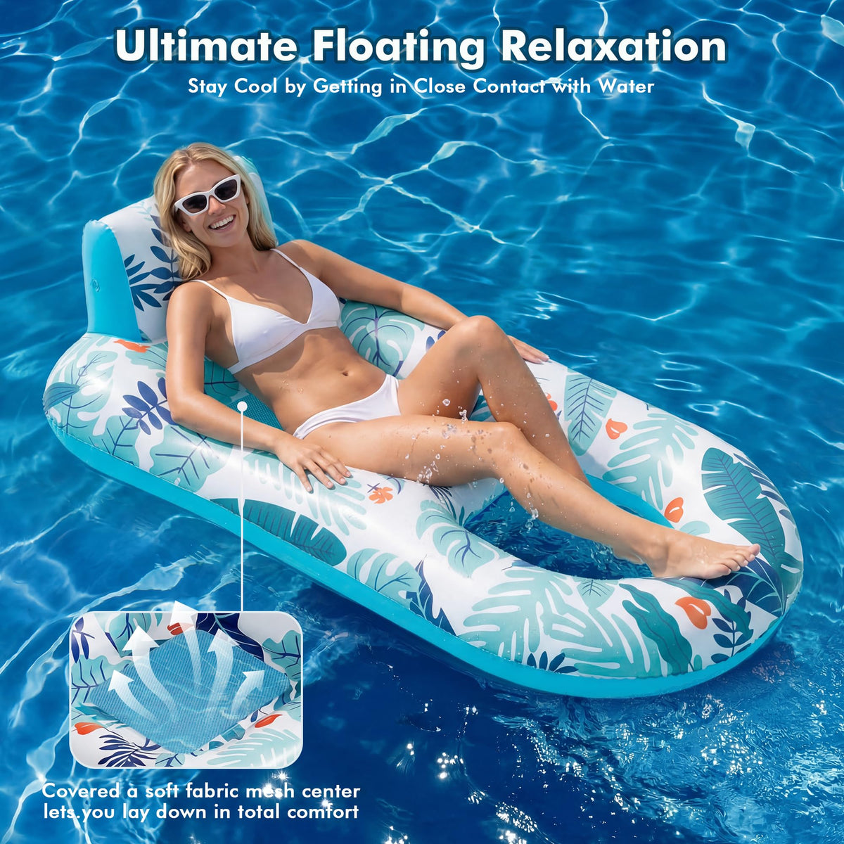 2 Pack Adult Pool Float Lounger with Cup Holders Z1625