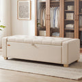 48 Inches Storage Ottoman with Solid Wood Legs H407454