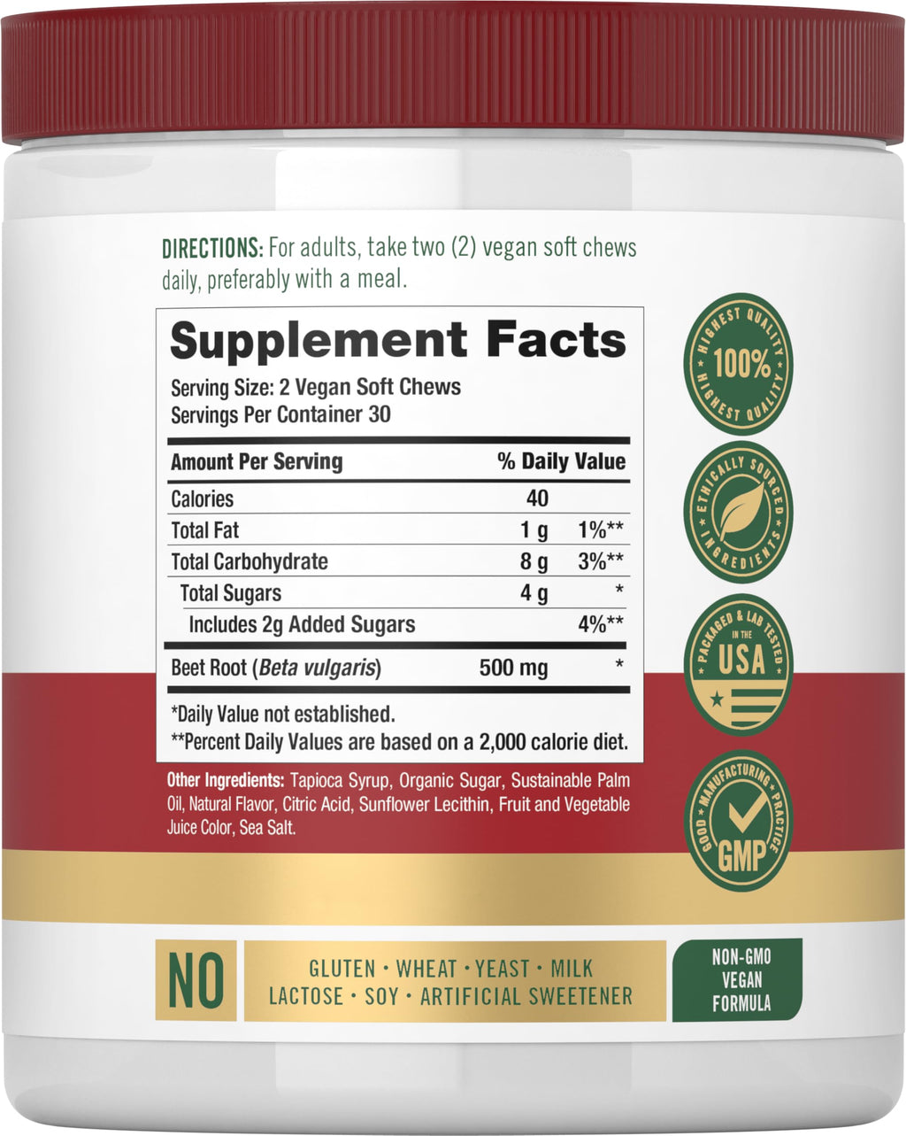 Beet Root Soft Chews 60 Count Mixed Berry Flavor B579