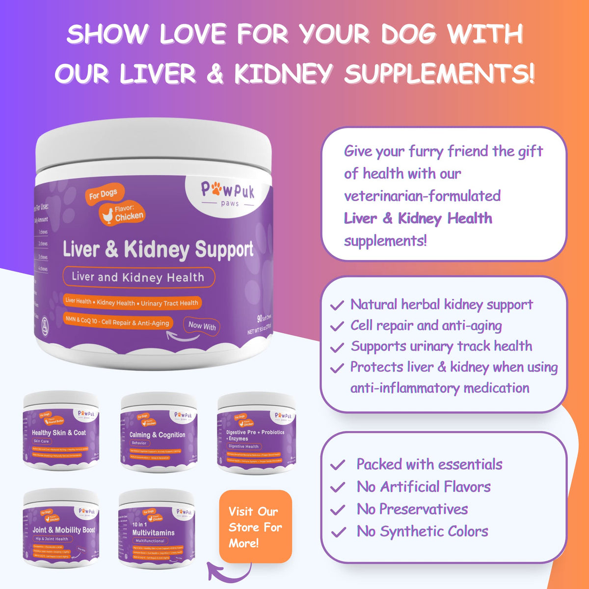 Liver & Kidney Vitamins Supplements for Dogs O396484
