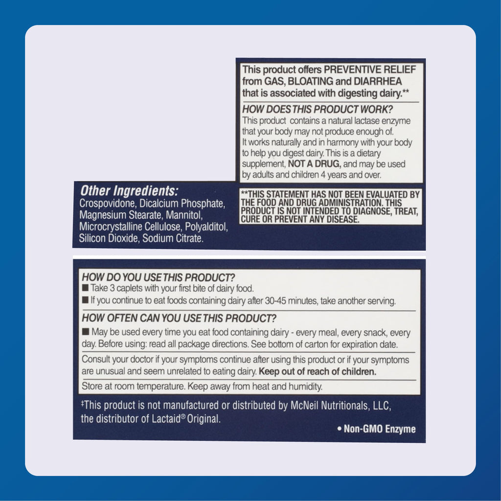 Lactase Enzyme Supplement 60 Caplets 2 Pack U26230