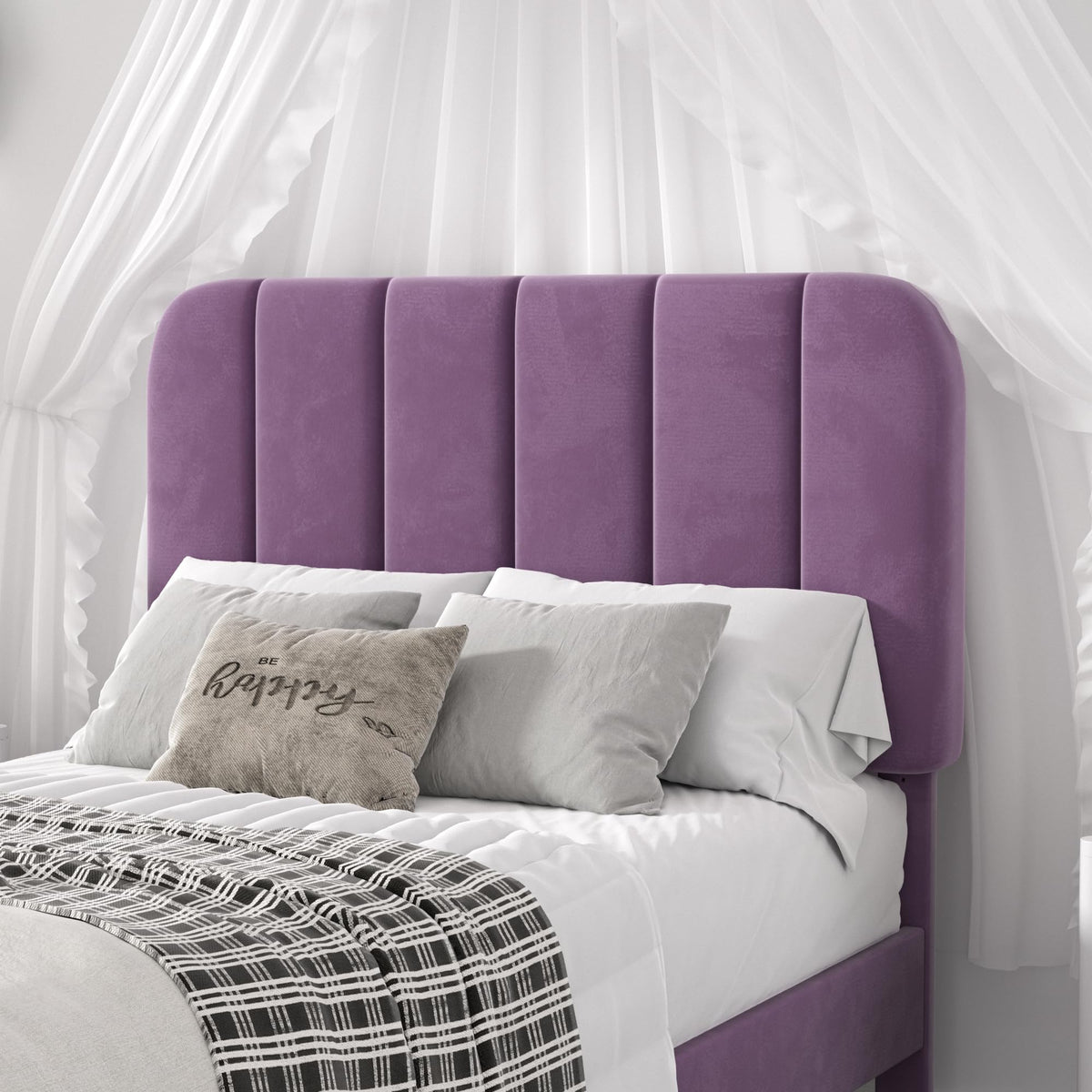 Twin Size Velvet Upholstered Platform Bed Frame V792570