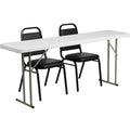 6-Foot Granite White Plastic Folding Training Table Set D11898