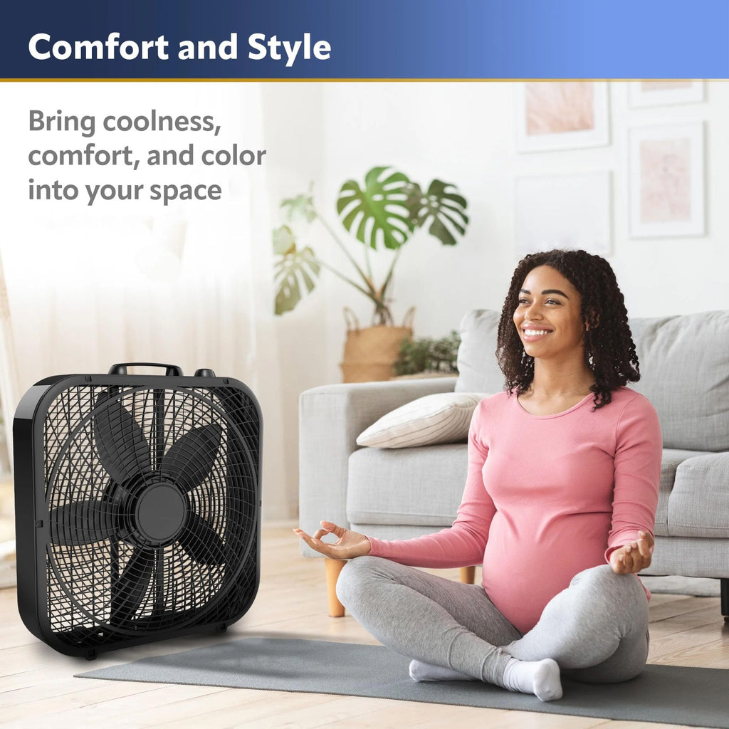 20" Classic Box Fan, 3 Speeds, Black W4450