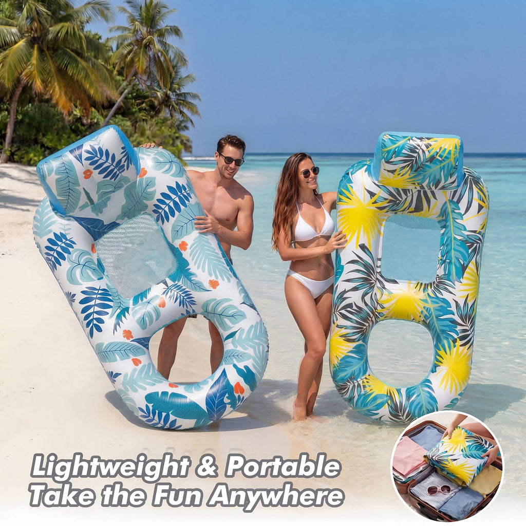 2 Pack Adult Pool Float Lounger with Cup Holders Z1625
