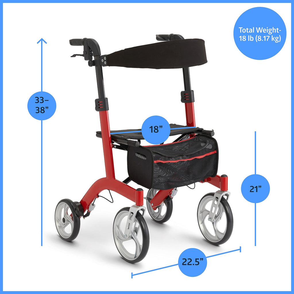 Lightweight Rollator with Backrest N6337