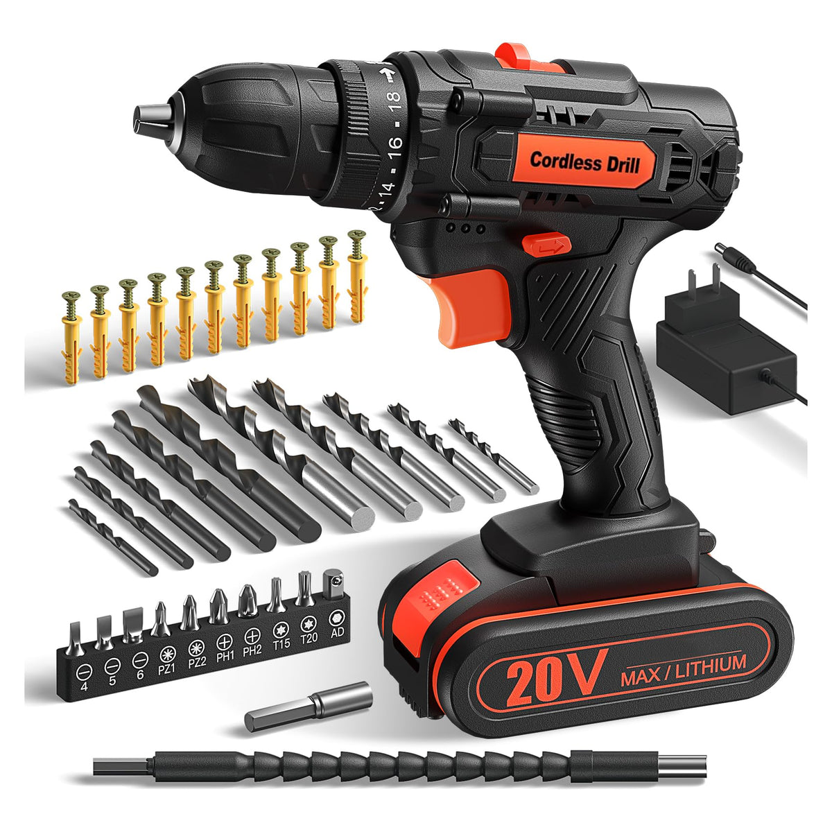 20V Cordless Drill Set with 42 Accessories G184
