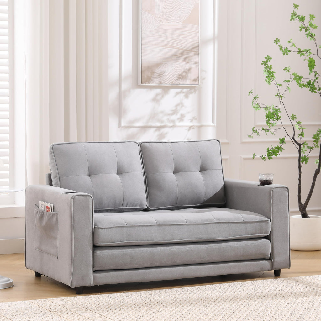 Light Gray Convertible Futon Sofa Bed S14266