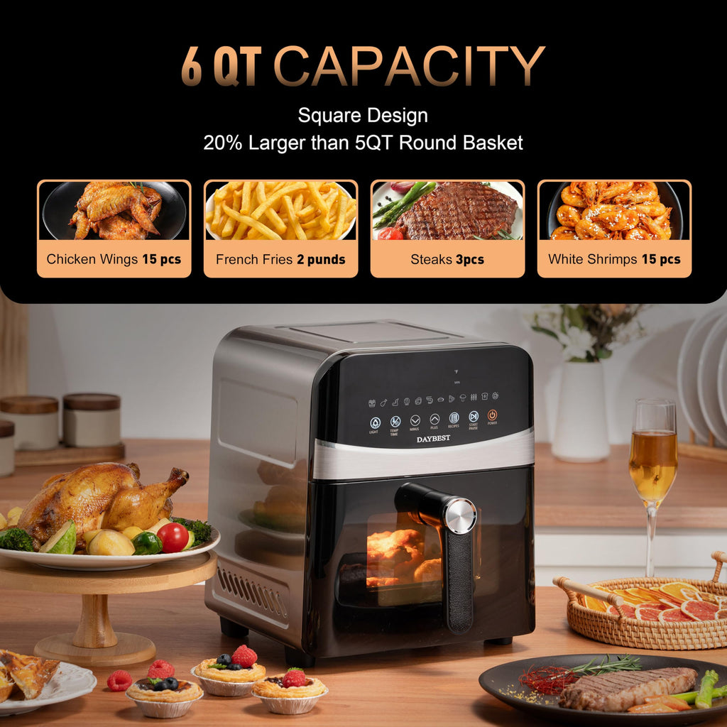 Stainless Steel Ceramic Coated 6QT Air Fryer I201