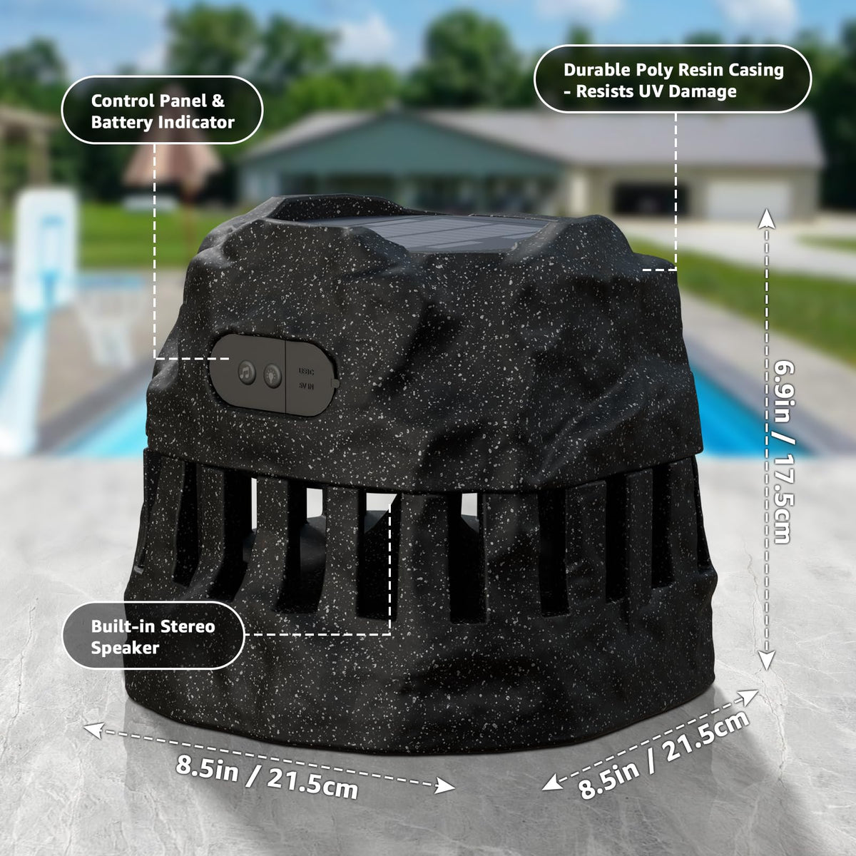 2-Pack Solar Powered Waterproof Rock Speakers M7822