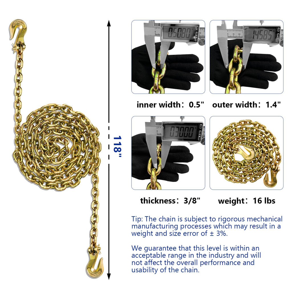 3/8 Chain Trailer Chains with Hooks Grade 80 L514540