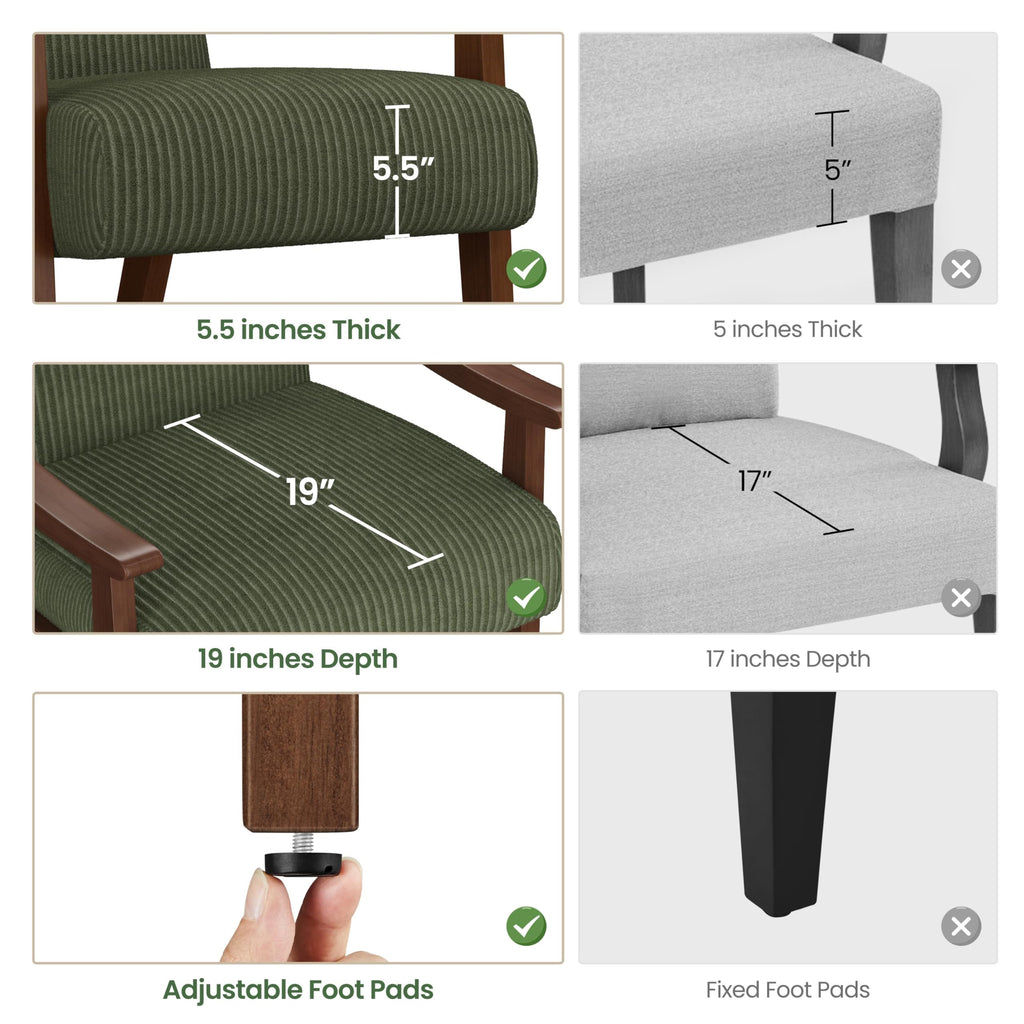 Dark Green Corduroy Accent Chairs Set of 2 T795283