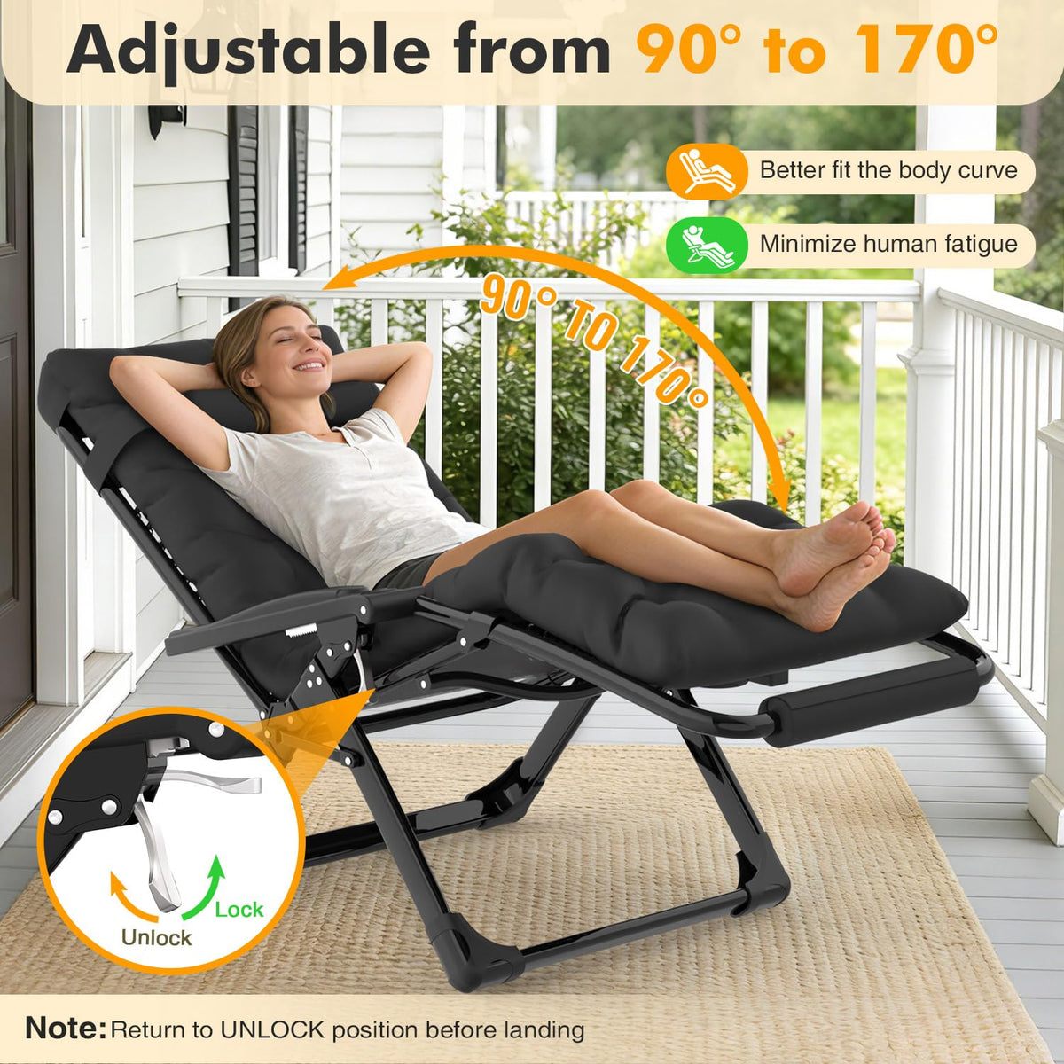 Oversized Zero Gravity Chair XL Black F81983