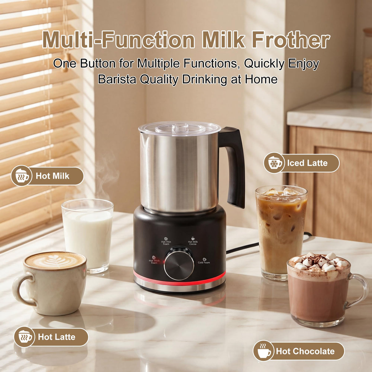 Black Electric Milk Frother and Steamer F41727