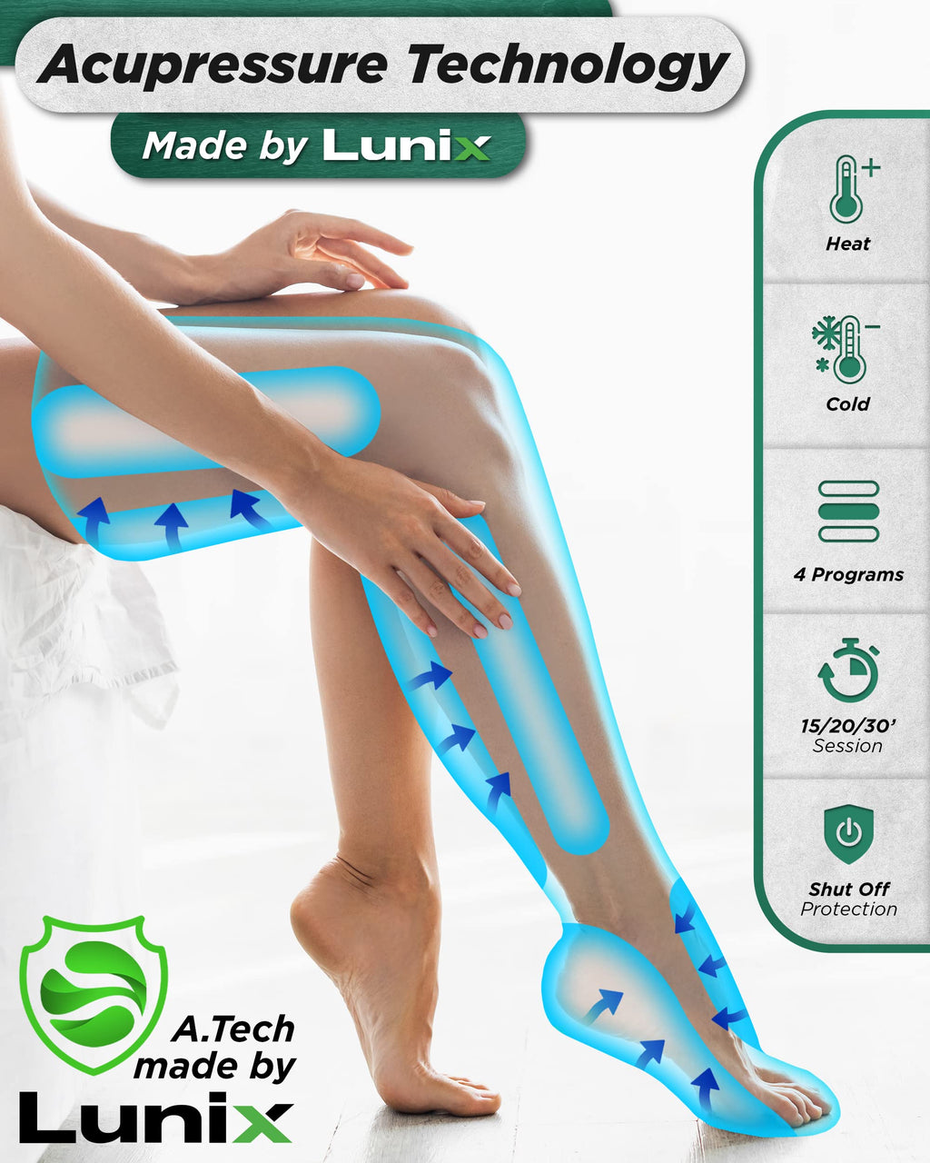 Cordless Compression Leg Massager with Heat & Cold Therapy C7187
