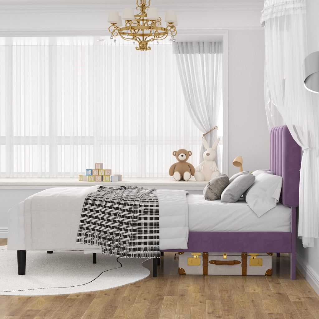 Twin Size Velvet Upholstered Platform Bed Frame V792570