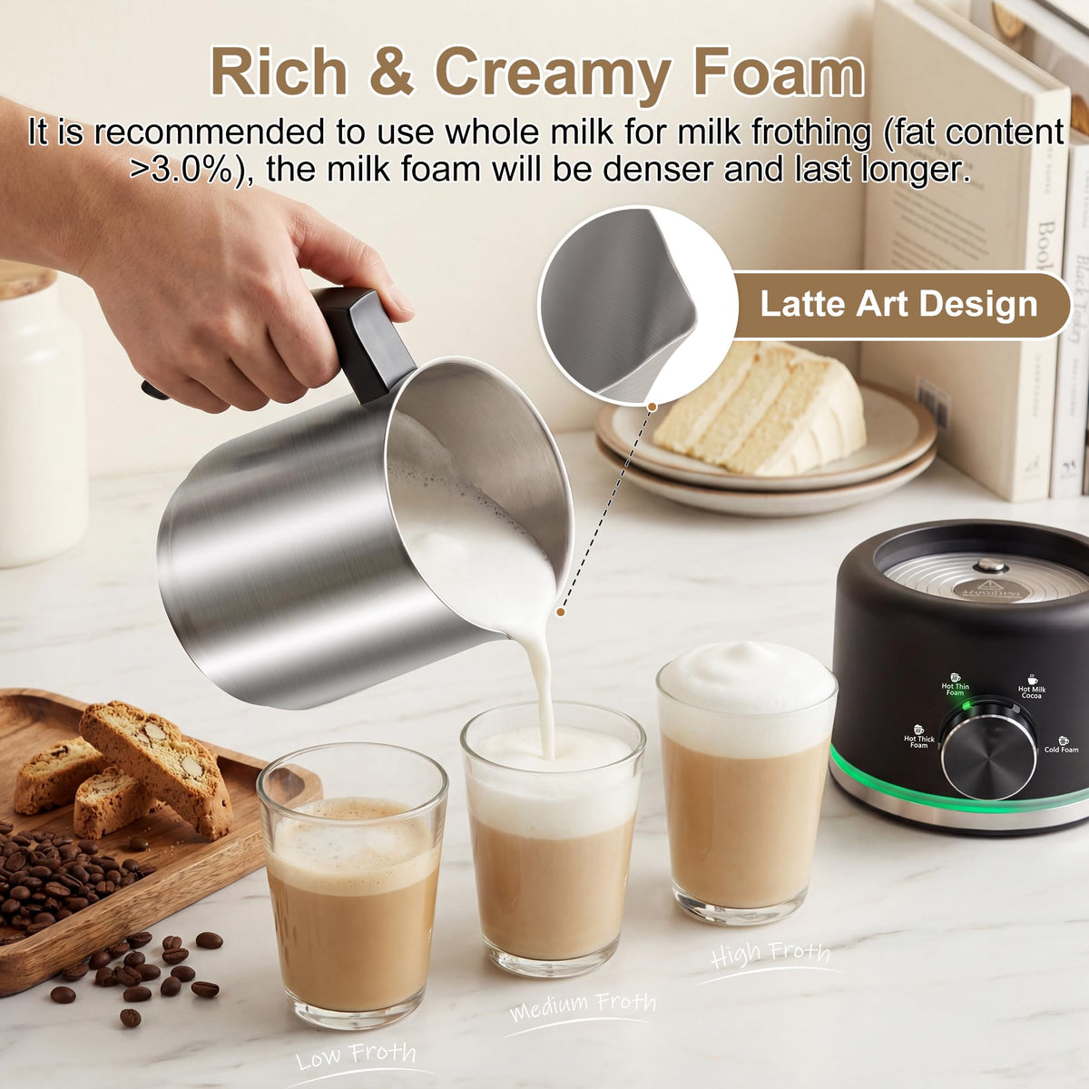 Black Electric Milk Frother and Steamer F41727