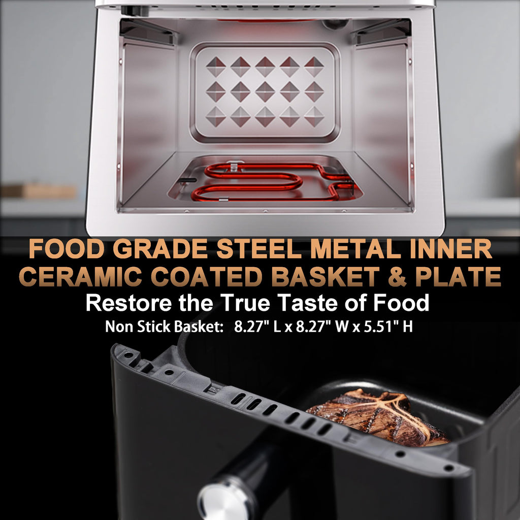 Stainless Steel Ceramic Coated 6QT Air Fryer I201
