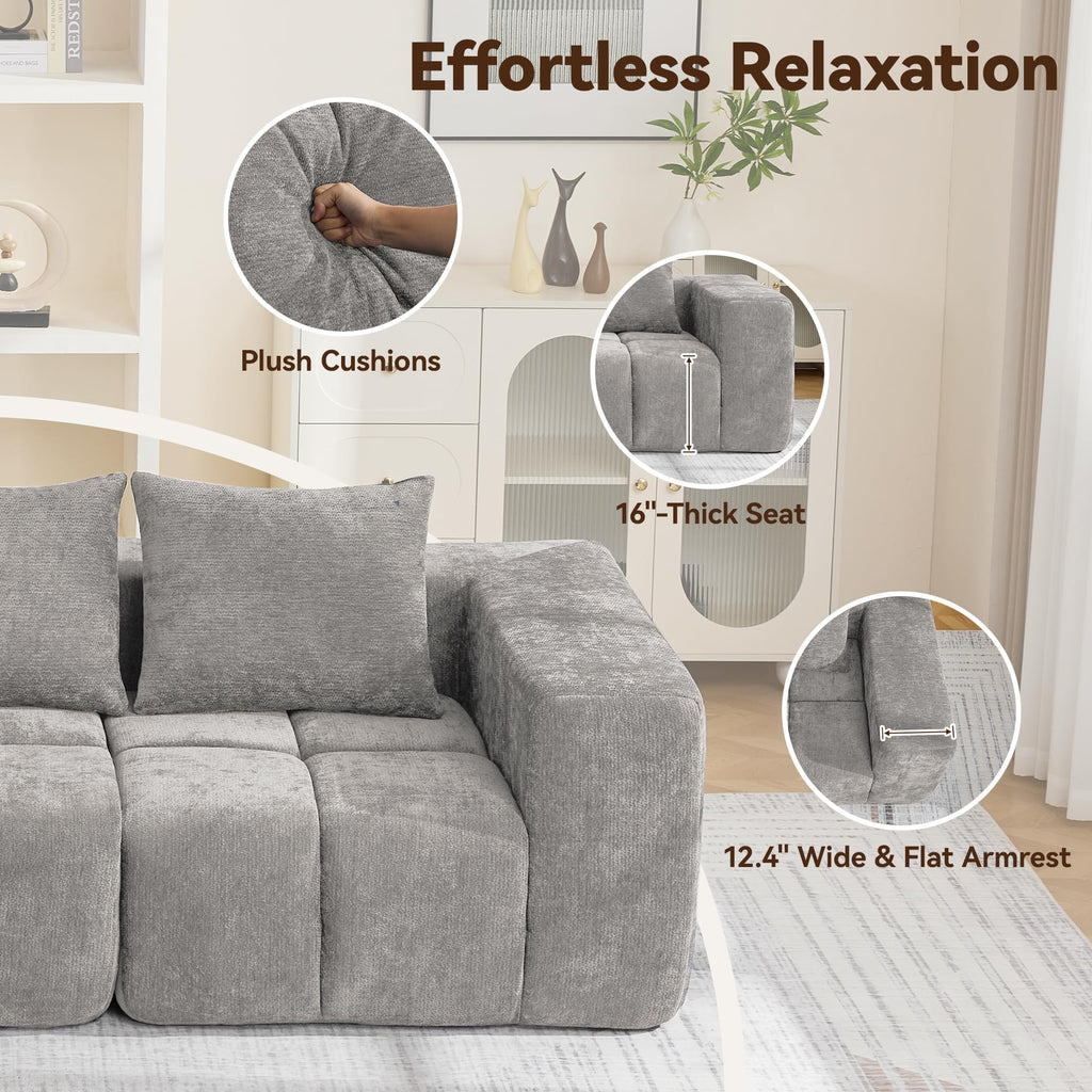Light Grey Oversized Tufted Memory Foam Loveseat Q3289