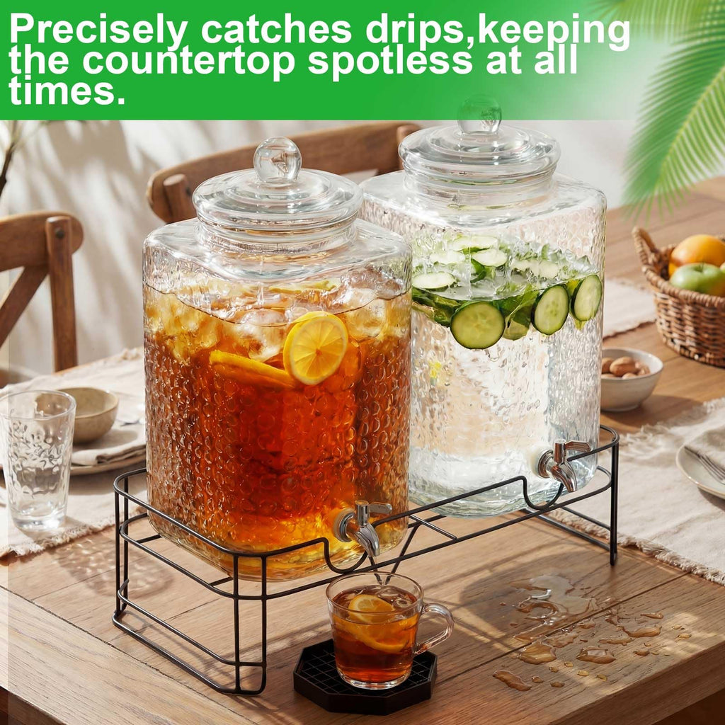 2 Pack 5 Gallon Hammered Glass Drink Dispenser with Stand G860249