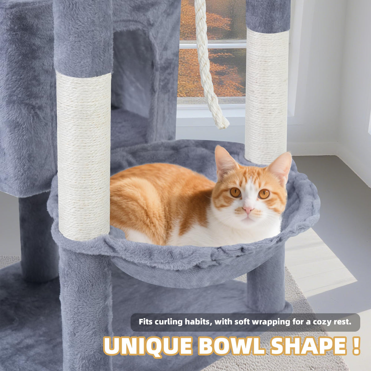 37.5" Cat Tree Tower with Scratching Board Hammock Grey R447670