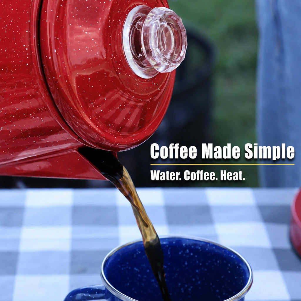 10 Cups Enamel Camping Percolator Coffee Pot T4764