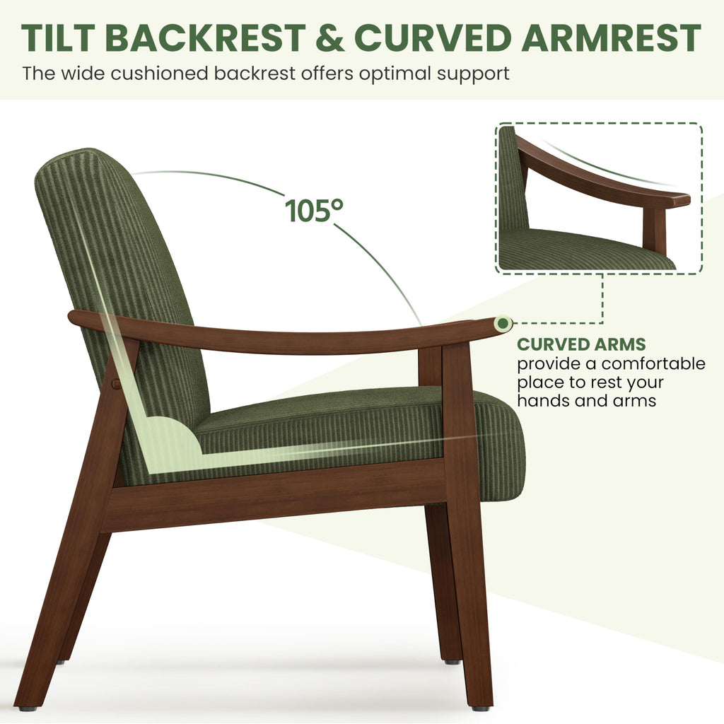 Dark Green Corduroy Accent Chairs Set of 2 T795283