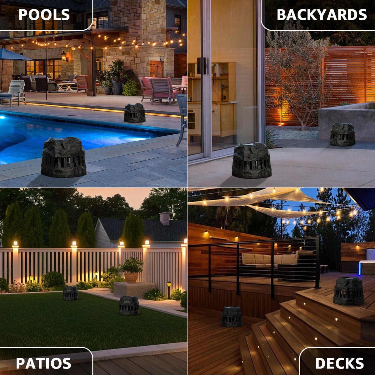 2-Pack Solar Powered Waterproof Rock Speakers M7822