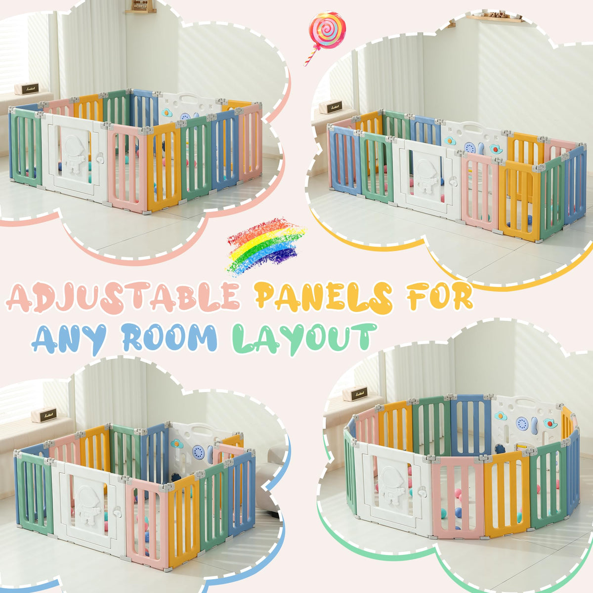 Foldable Colorful Baby Playpen H220310