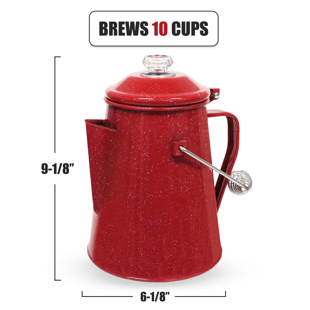 10 Cups Enamel Camping Percolator Coffee Pot T4764