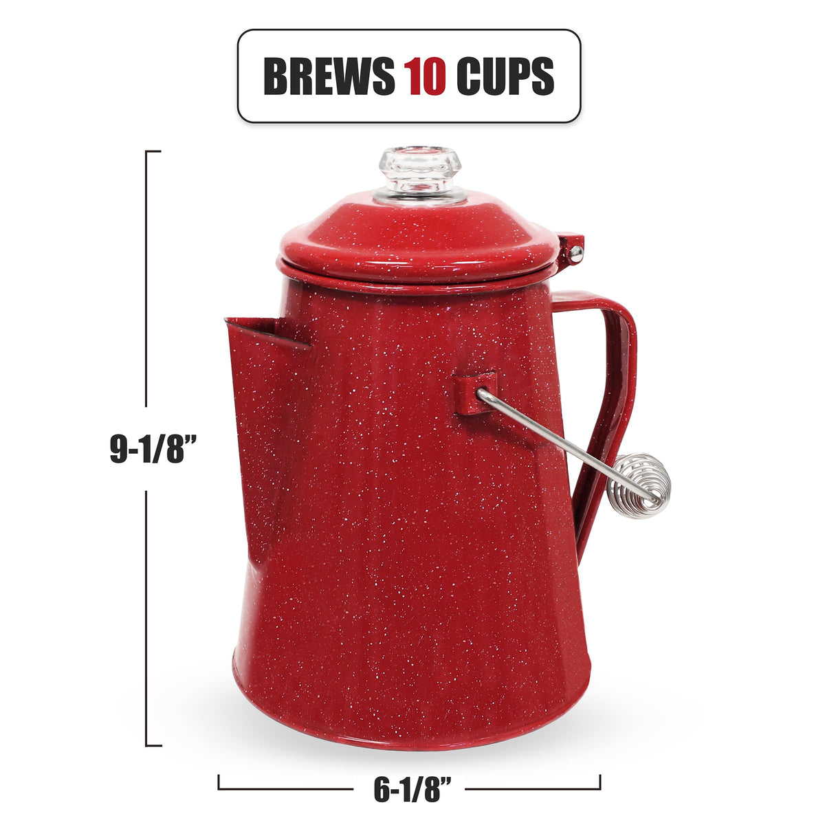 10 Cups Enamel Camping Percolator Coffee Pot T4764