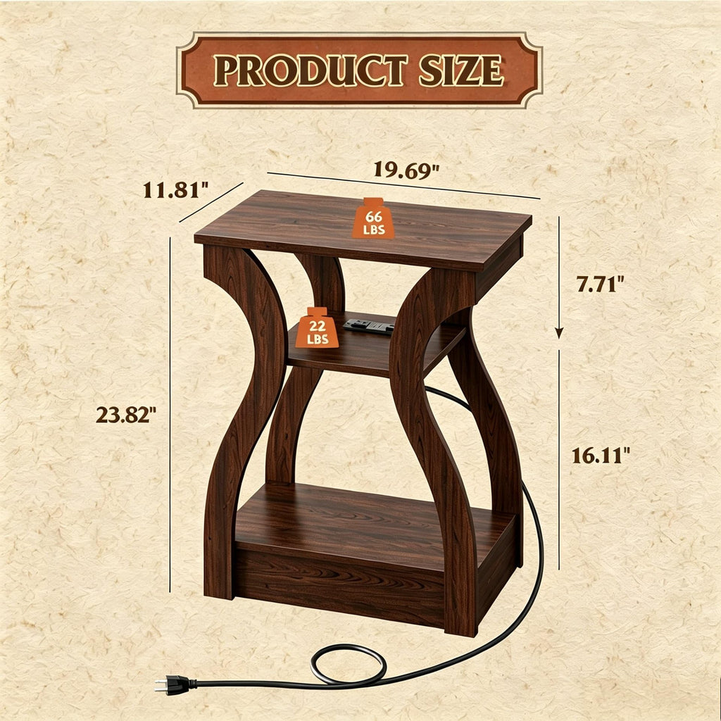 Brown End Tables Set of 2 with Charging Station A320709