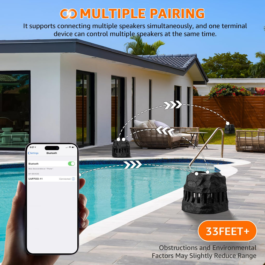 2-Pack Solar Powered Waterproof Rock Speakers M7822