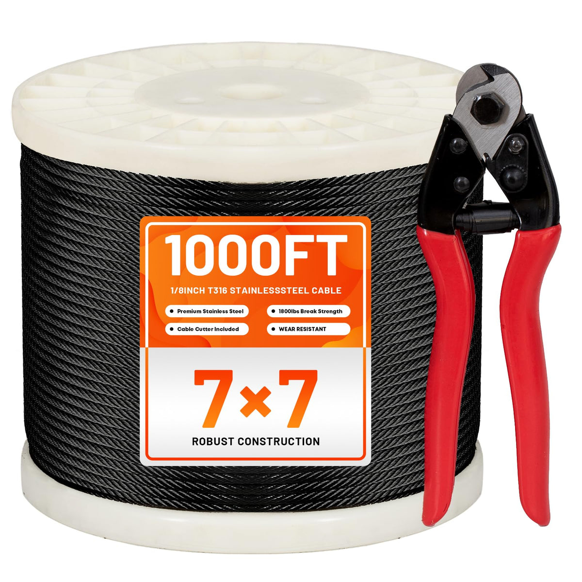 Black 1/8" Stainless Steel Cable Kit F1596